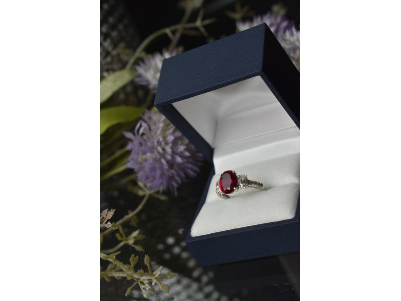 925 Sterling Silver Pink Topaz and CZ Ring Size 6.5