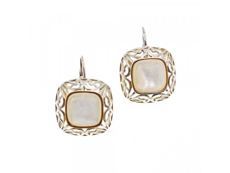 925 Sterling Silver Mother Of Pearl "Openwork" Earrings