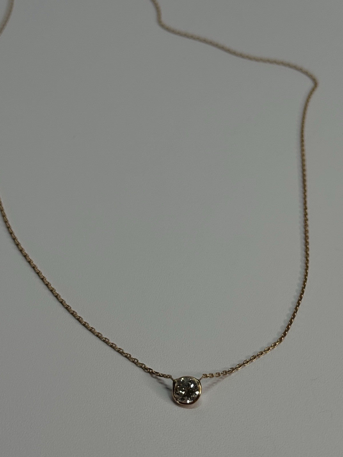 14K YELLOW GOLD DIAMOND 0.56 CARAT NECKLACE LENGTH 18 INCH