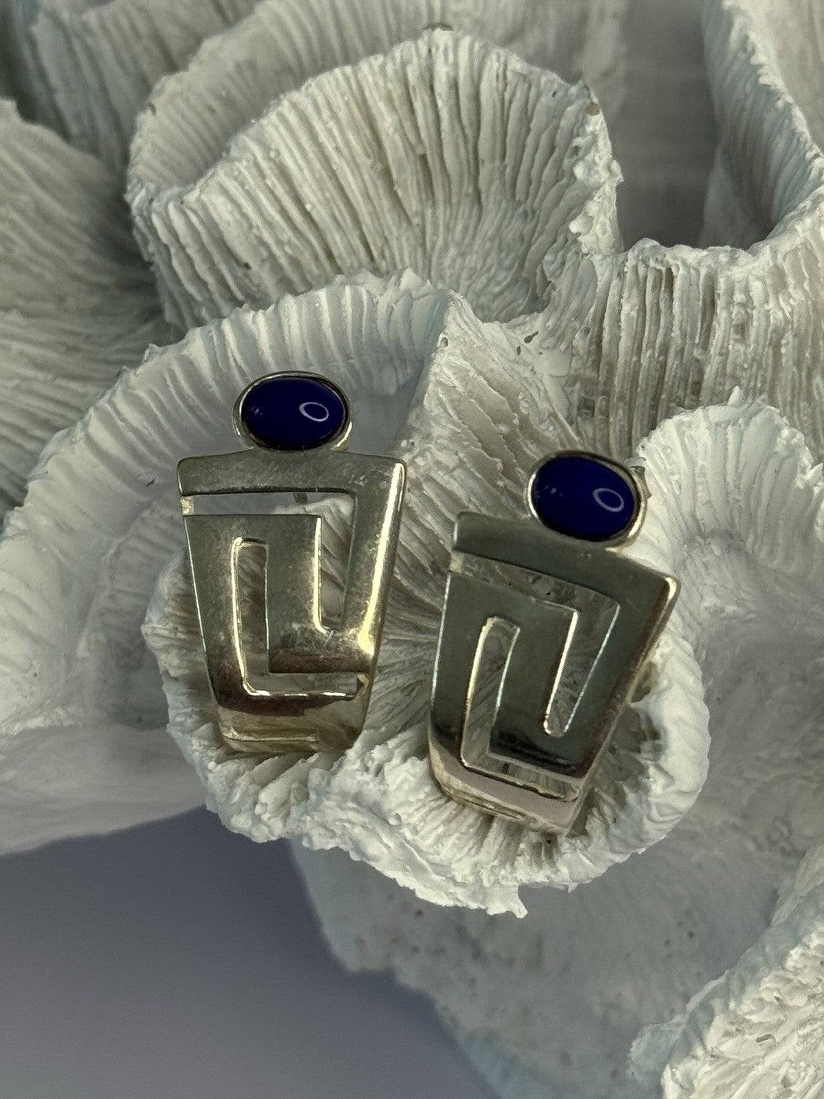 925 Sterling Silver Sodalite Earrings Length 1.05 Inch