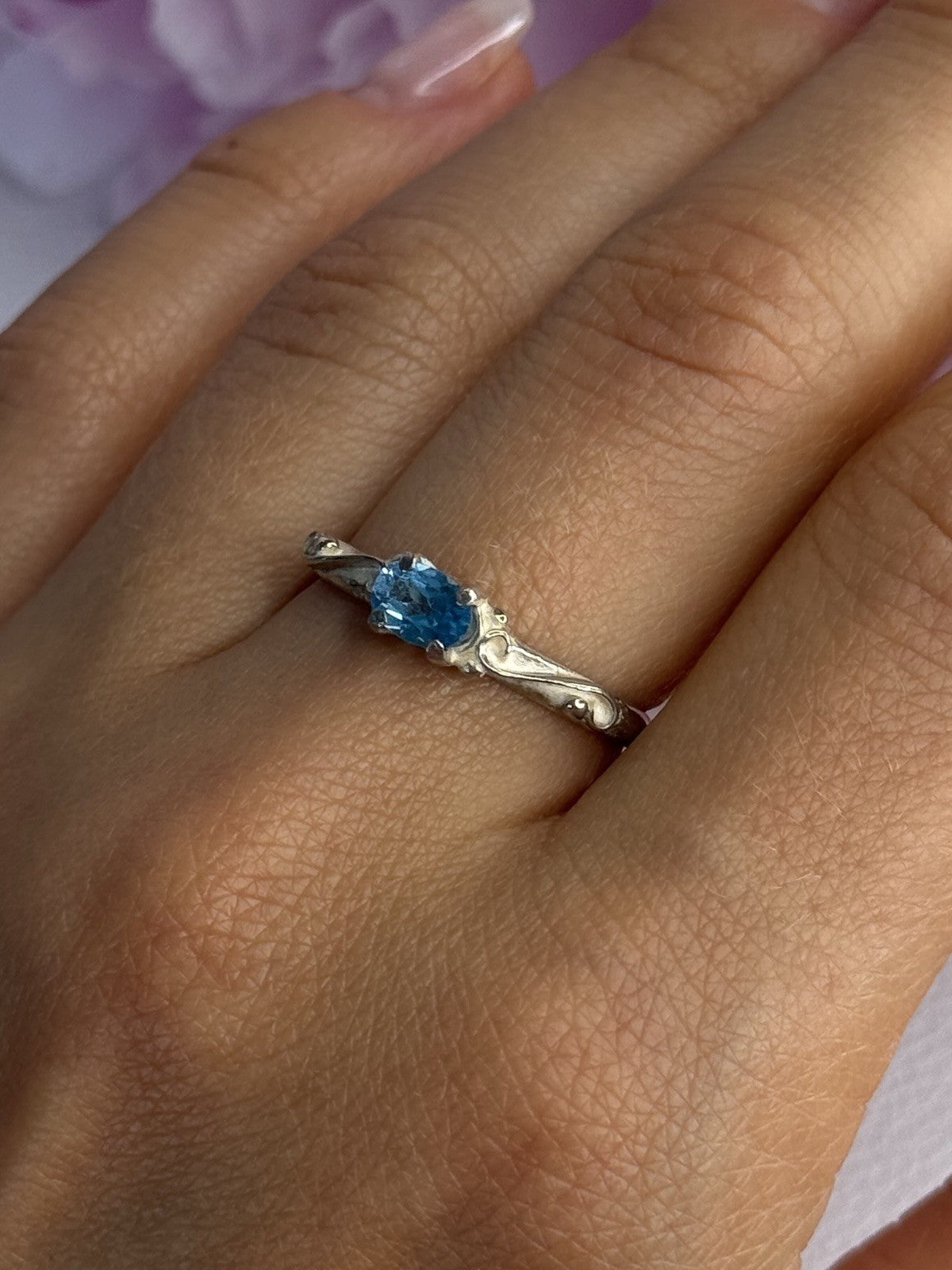 925 Sterling Silver Topaz Ring Size 8.5
