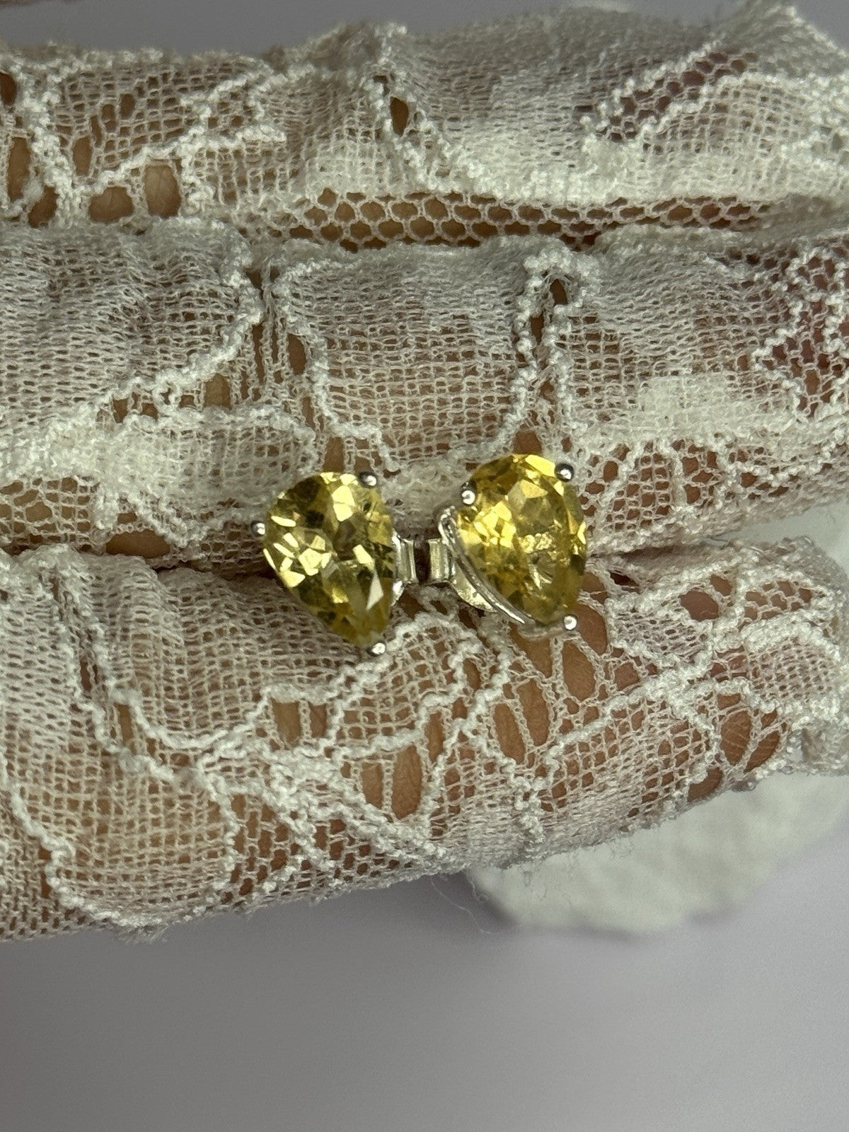 925 Sterling Silver Citrine Earrings Length 0.4 Inch