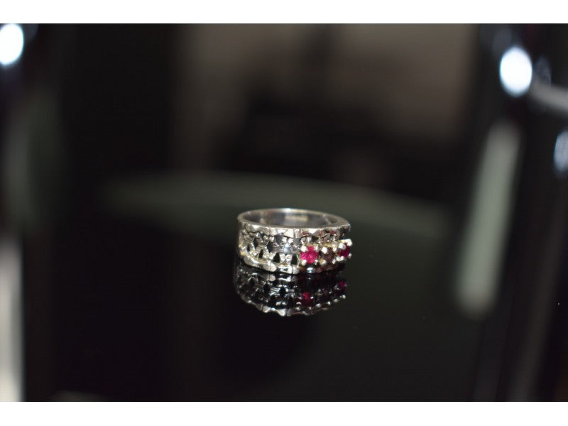 925 Sterling Silver Pink Topaz & Amethyst Ring Size 6.5
