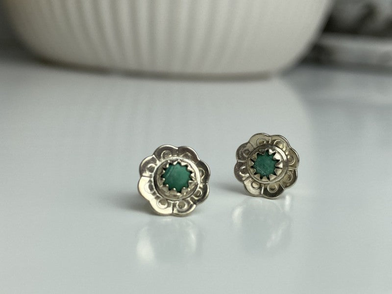 925 Sterling Silver Malachite Stud Earrings
