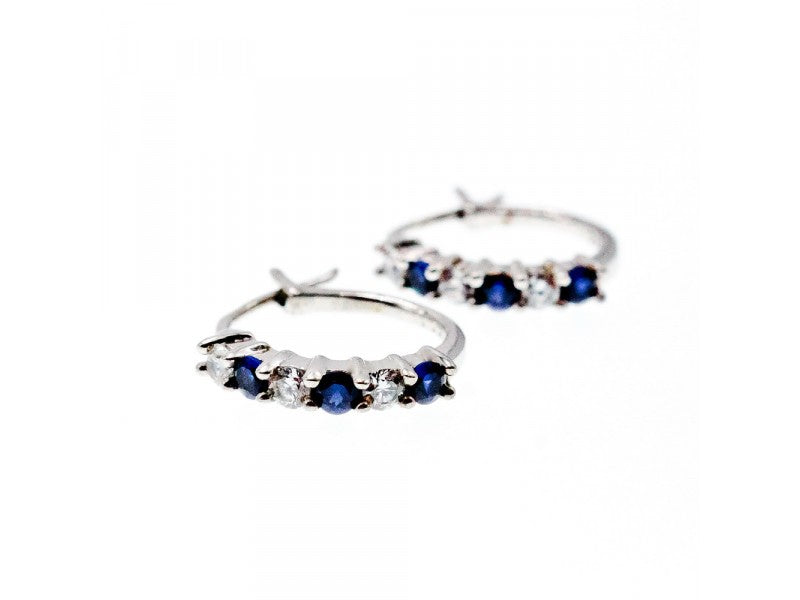 925 Sterling Silver Blue & White CZ Earrings
