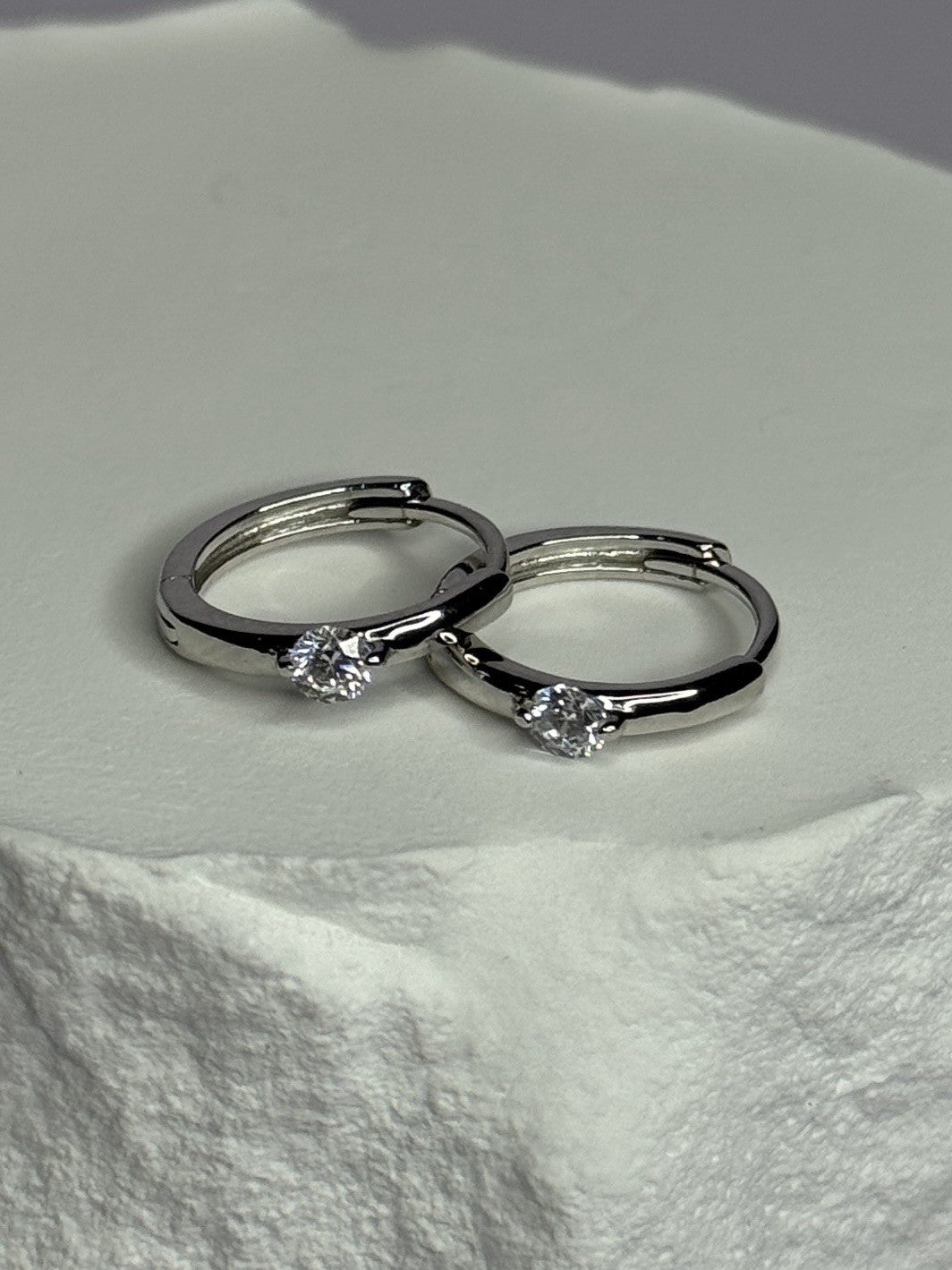 925 Sterling Silver Minimalist CZ Earrings Length 0.5 Inch