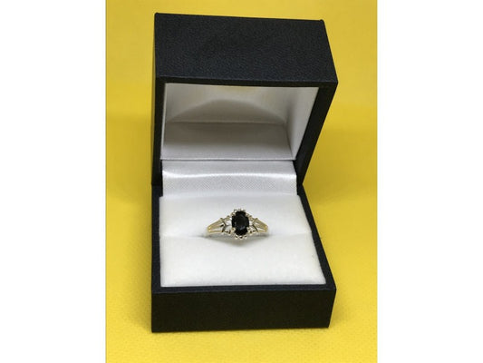 925 Sterling Silver Black Spinel Ring Size 6