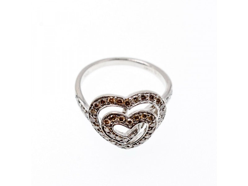 925 Sterling Silver Sapphires "Heart" Ring Size 7