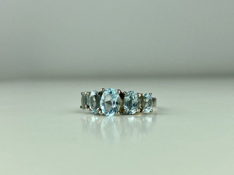 925 Sterling Silver Blue Spinel Ring Size 6.5