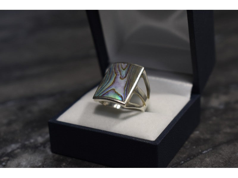 925 Sterling Silver Haliotis Ring Size 10