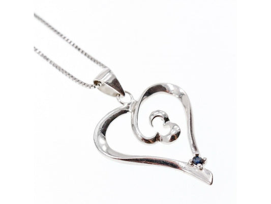 925 Sterling Silver Sapphire "Heart" Chain With Pendant