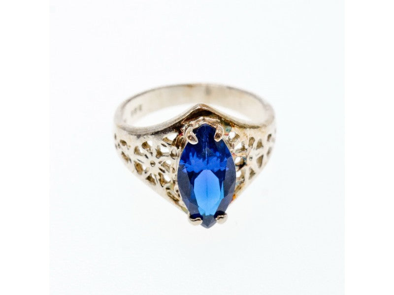 925 Sterling Silver Blue Tourmaline Ring Size 6.5