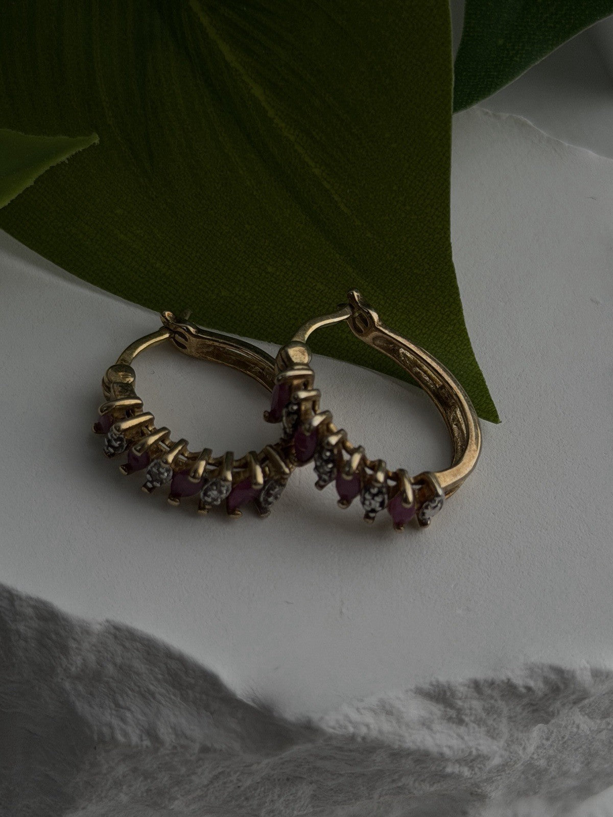 925 Sterling Silver Gold Plated Ruby Earrings
