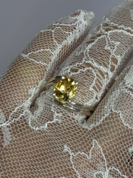 925 Sterling Silver Citrine Ring Size 8