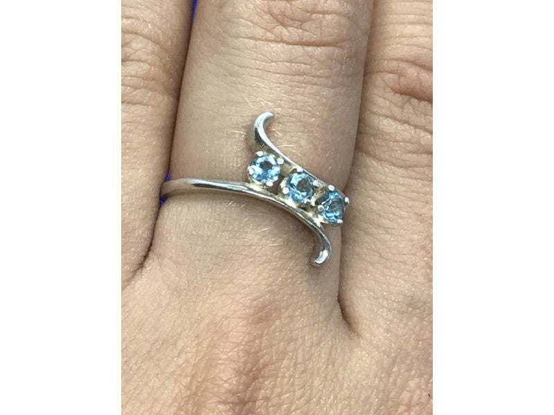 925 Sterling Silver Blue Spinel Ring Size 8