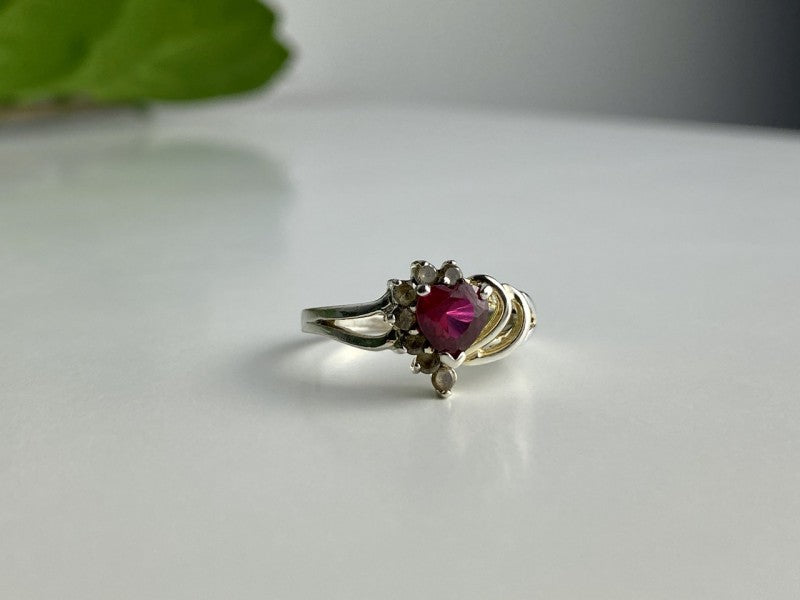 925 Sterling Silver Spinel "Heart" Ring Size 9
