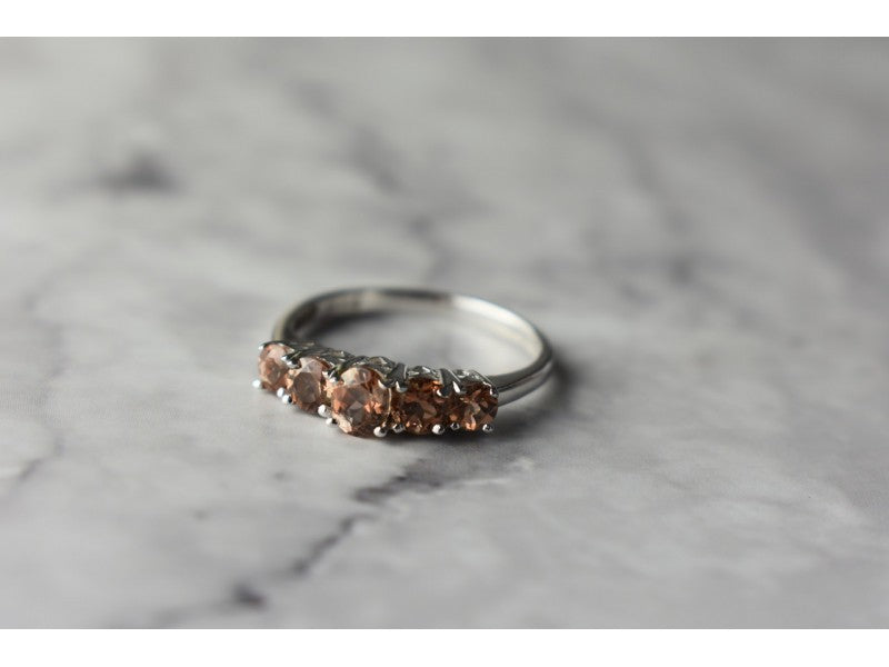 925 Sterling Silver Hessonite Ring Size 8