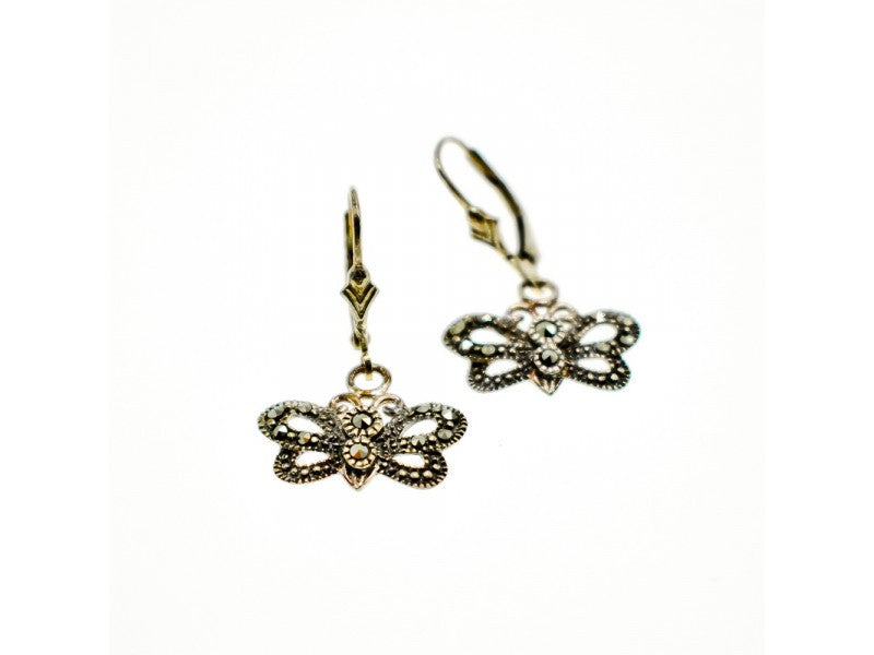 Vintage 925 Sterling Silver Marcasites "Butterflies" Earrings