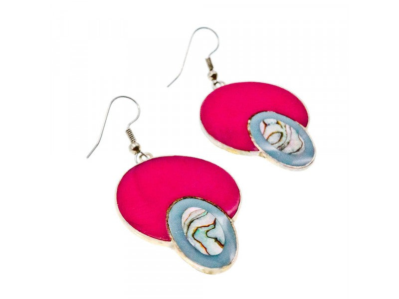 925 Sterling Silver Haliotis & Enamel Earrings