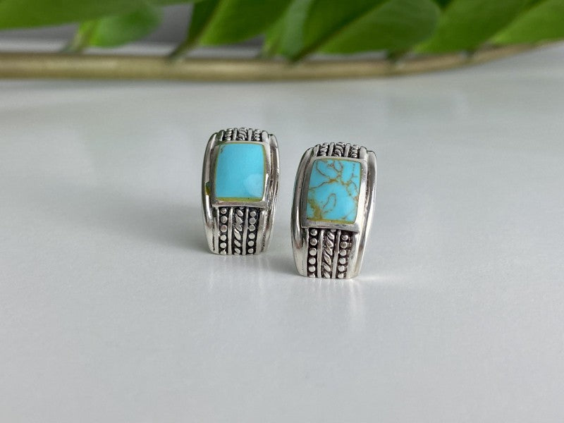 Vintage 925 Sterling Silver Turquoise Earrings