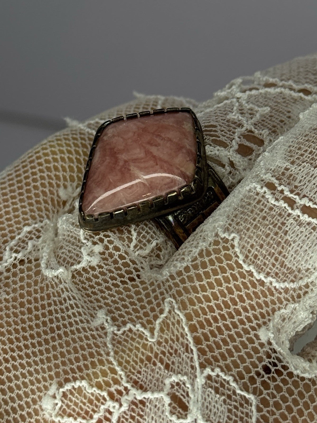 Vintage 925 Sterling Silver Morganite Ring Size 8