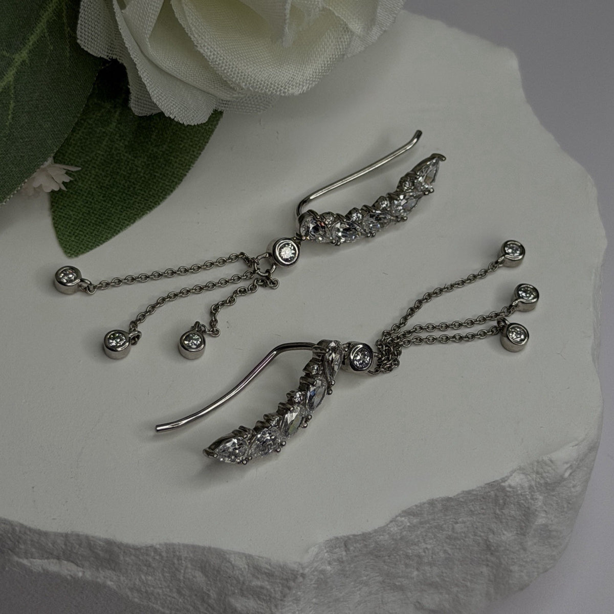 Ear Climbers Ear Crawlers 925 Sterling Silver Cz Earrings