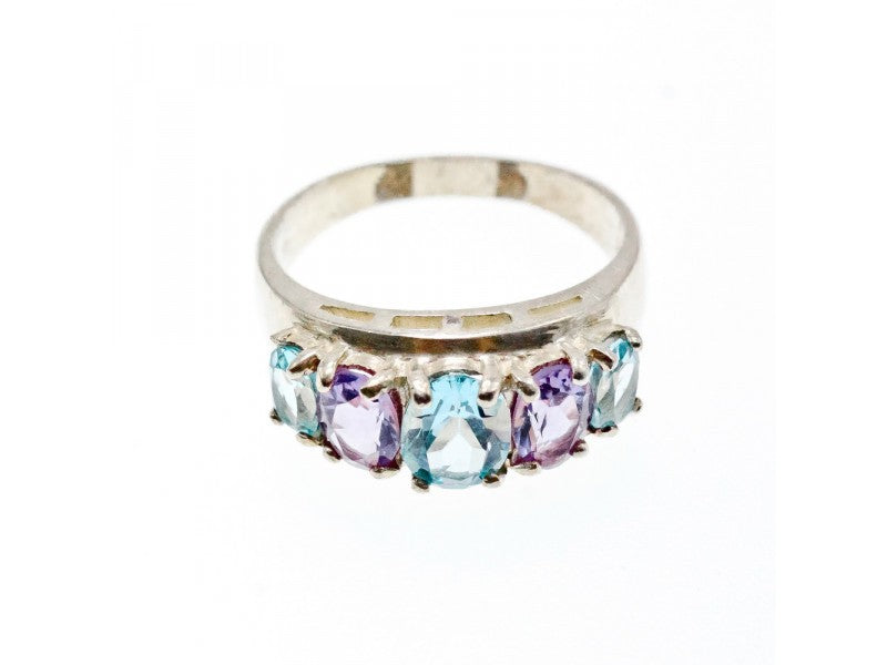 925 Sterling Silver Blue Spinel & Tanzanite Ring Size 11.25