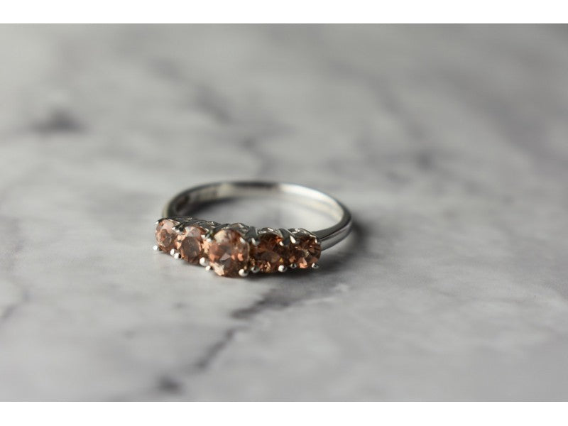 925 Sterling Silver Hessonite Ring Size 8