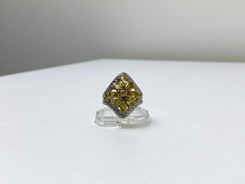 925 Sterling Silver Gold Plated Citrine Ring Size 5.5