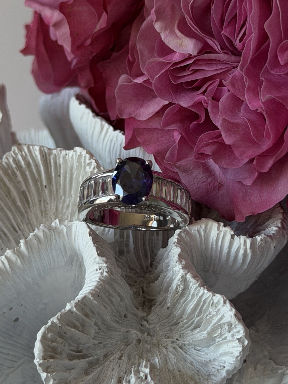 925 Sterling Silver Tourmaline & Beryl Ring Size 8