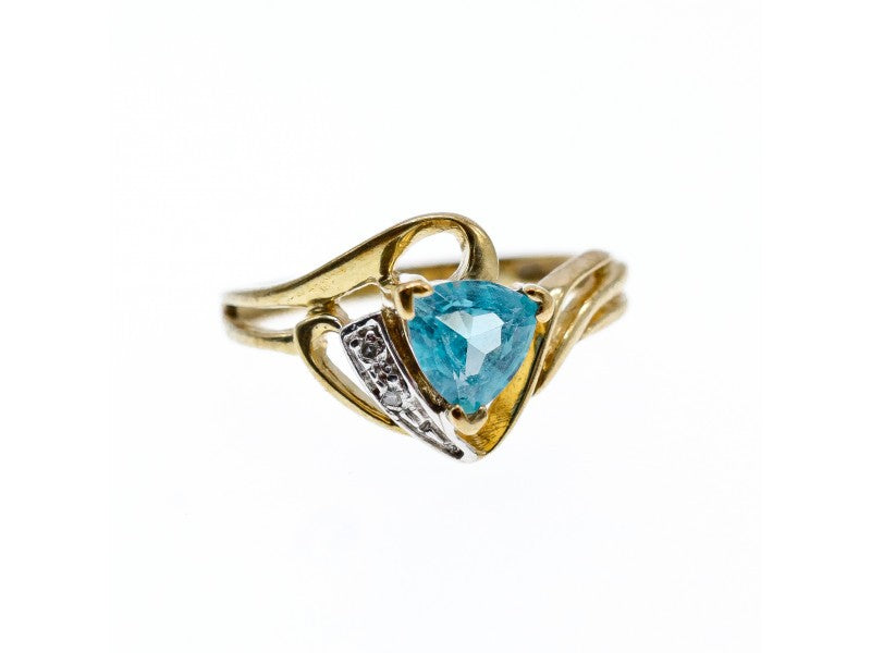 10K Yellow Gold Topaz & Diamonds Ring Size 6.75