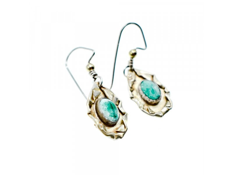 Vintage 925 Sterling Silver Malachite Earrings