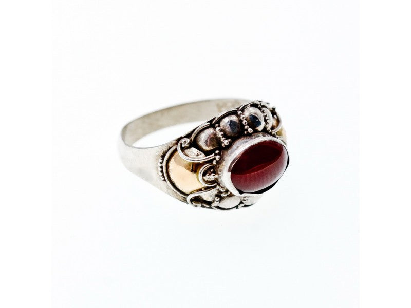 Vintage 925 Sterling Silver Agate Ring Size 8.5