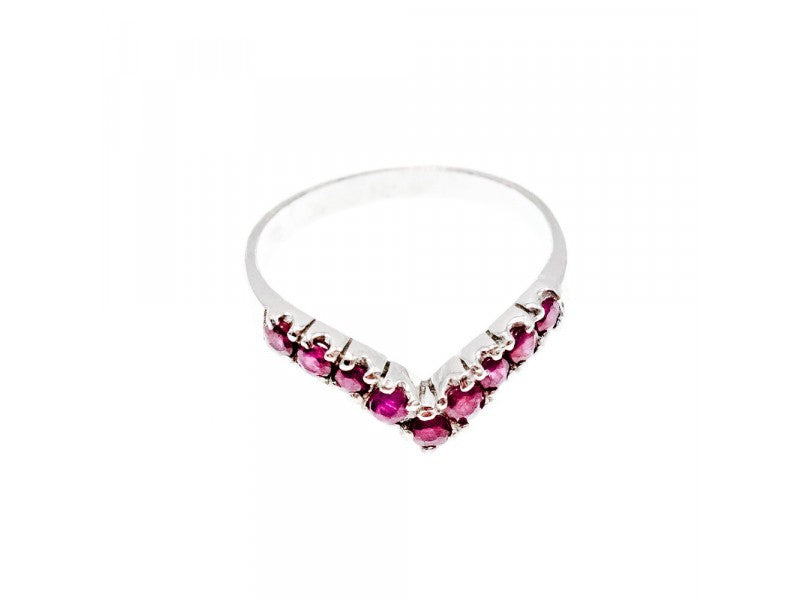 925 Sterling Silver Pink Topaz Ring Size 8
