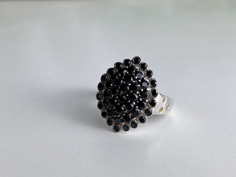 925 Sterling Silver Sapphires & CZ Ring Size 9