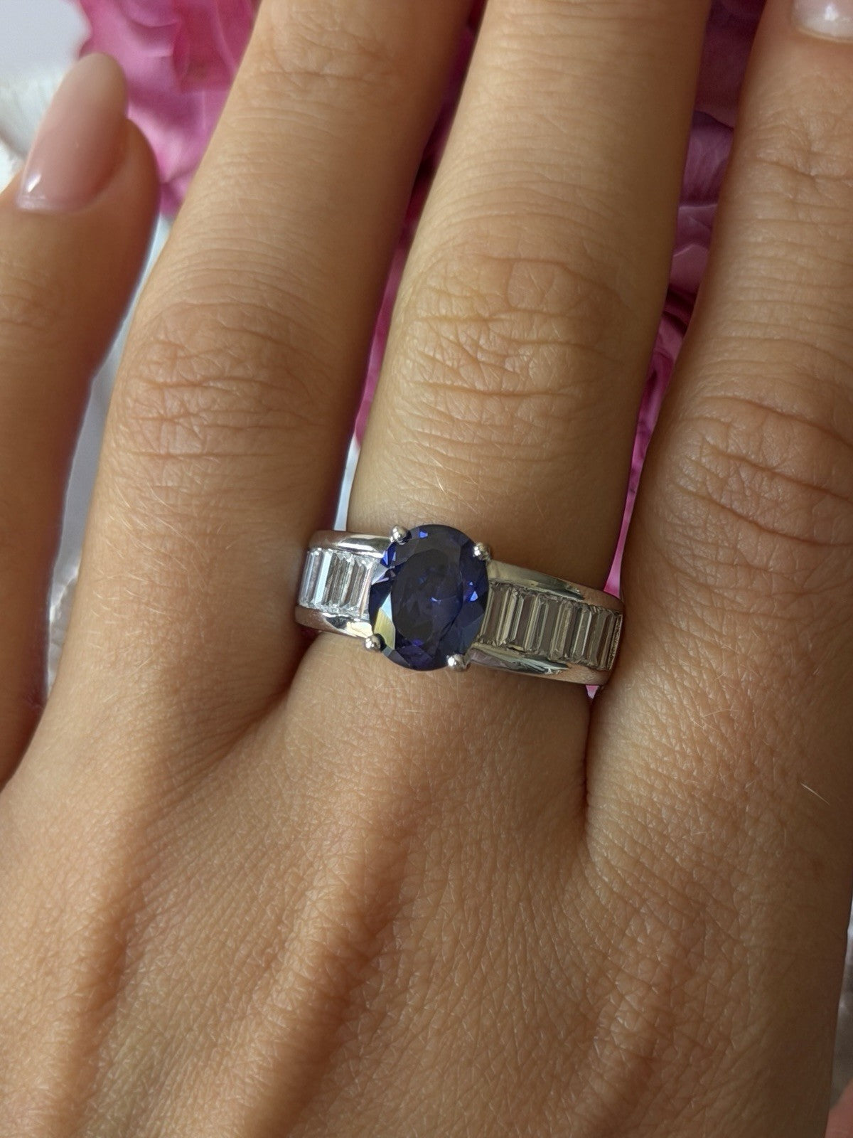 925 Sterling Silver Tourmaline & Beryl Ring Size 8