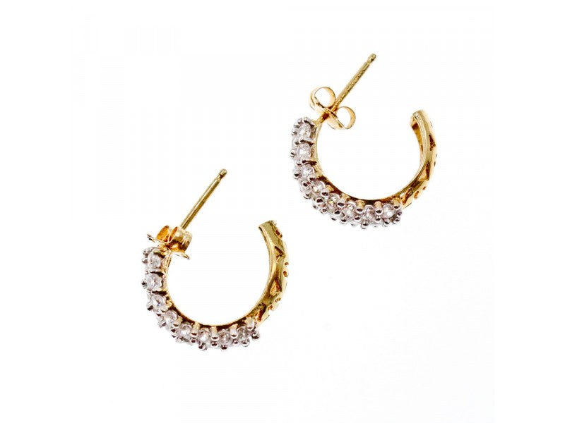 14K Yellow Gold CZ Shine Earrings