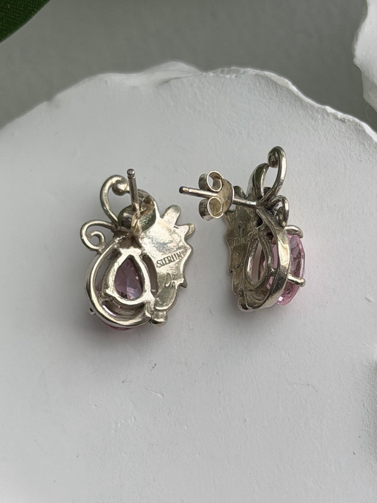 Lovely 925 Sterling Silver Pink Spinel Earrings