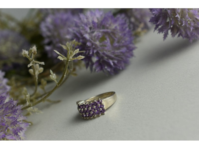 925 Sterling Silver Purple Tourmaline Ring Size 8.5