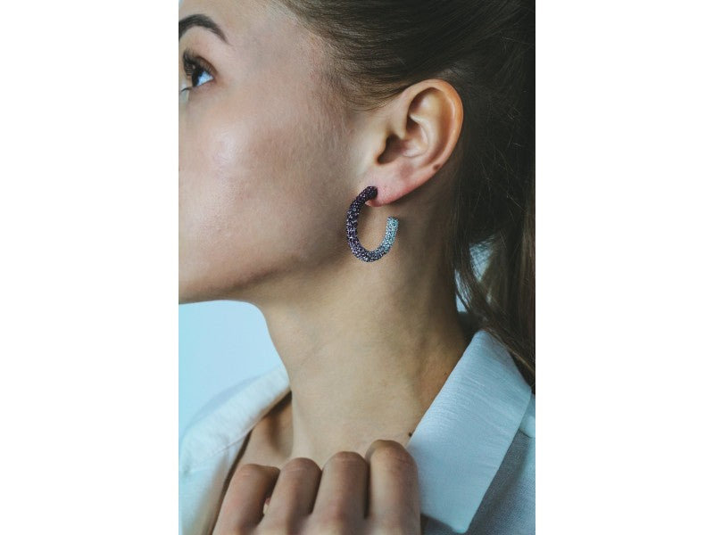 925 Sterling Silver Multicolor CZ Stud Earrings