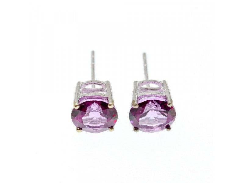 925 Sterling Silver Almandine Stud Earrings