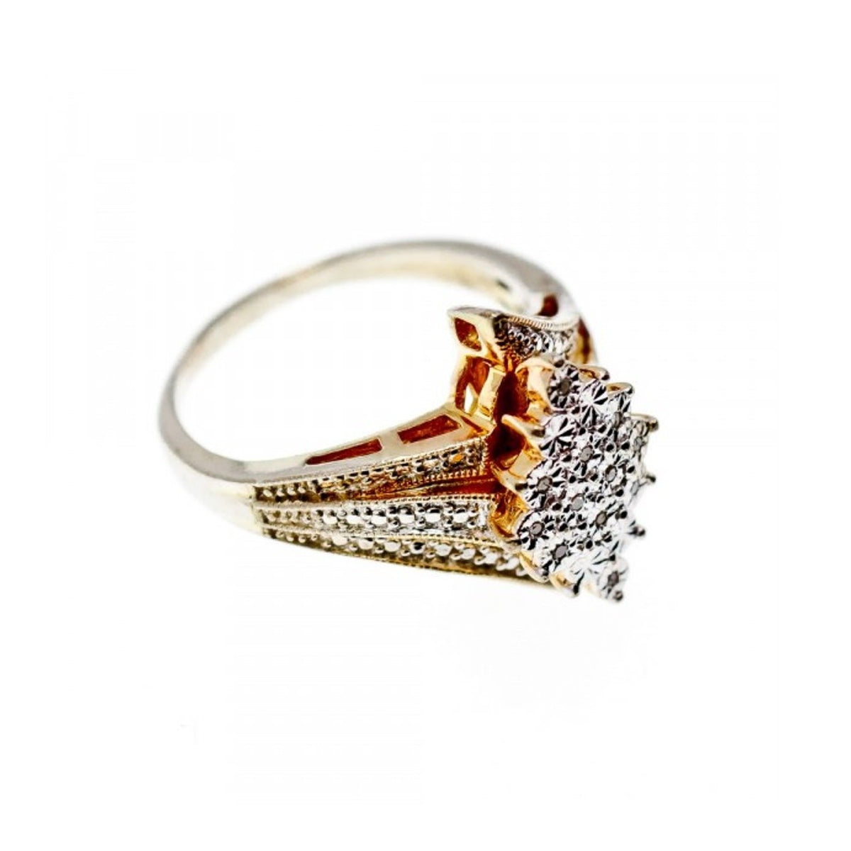 925 Sterling Silver Gold Plated CZ Ring Size 10