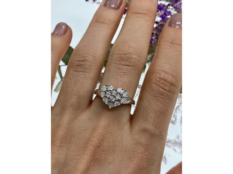 925 Sterling Silver Sapphires "Heart" Ring Size 9