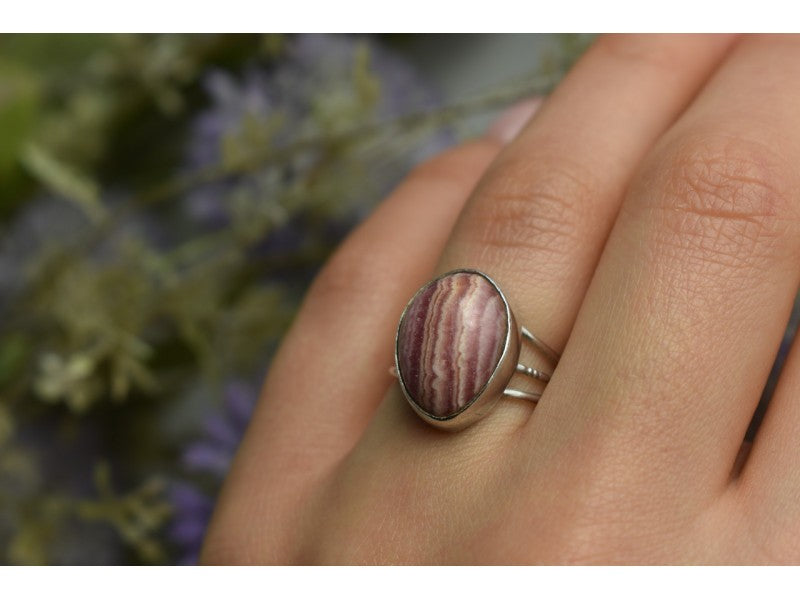 925 Sterling Silver Rhodochrosite Ring Size 7
