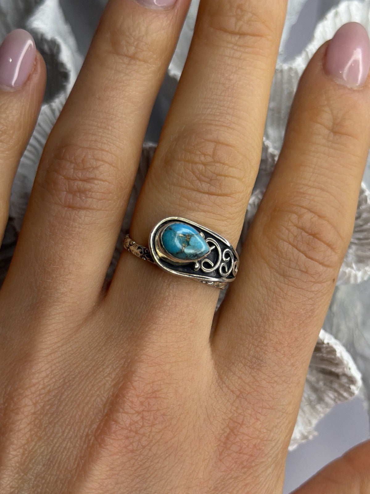 Unique Design 925 Sterling Silver Turquoise Ring Adjustable