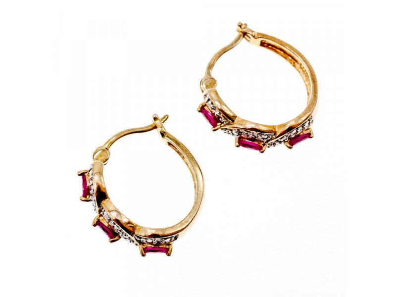 925 Sterling Silver Gold Plated Pink Topaz Earrings