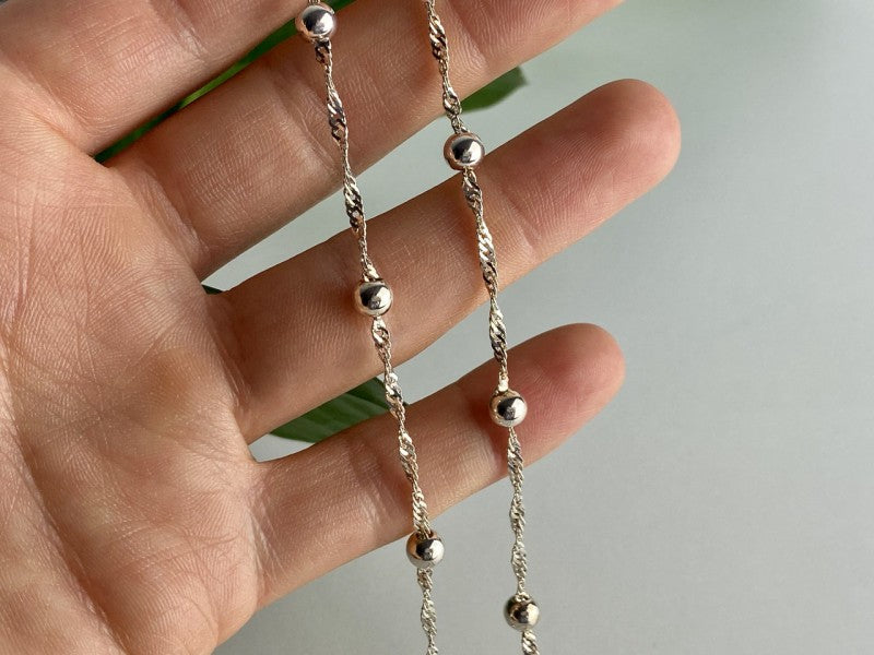 925 Sterling Silver Necklace Italy 17.7 In