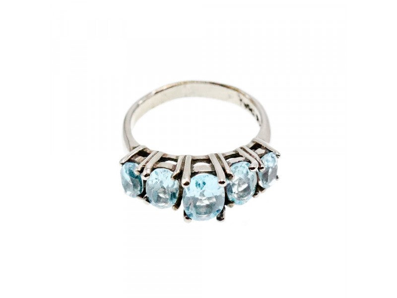 925 Sterling Silver Blue Spinel Ring Size 6.5