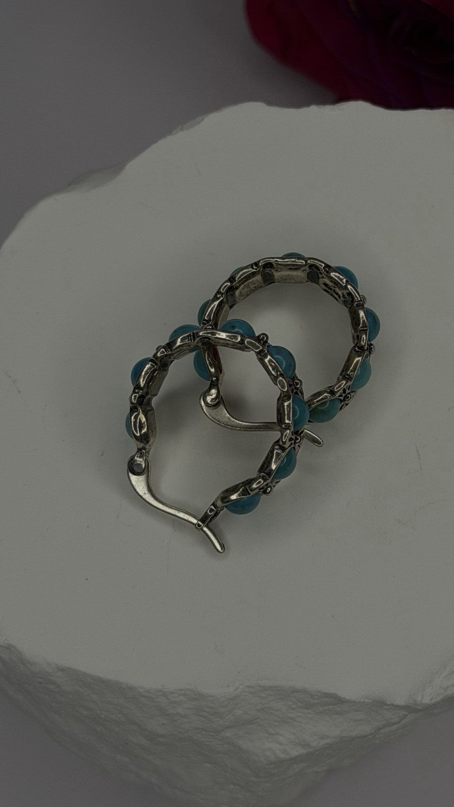 Vintage 925 Sterling Silver Blue Turquoise Earrings