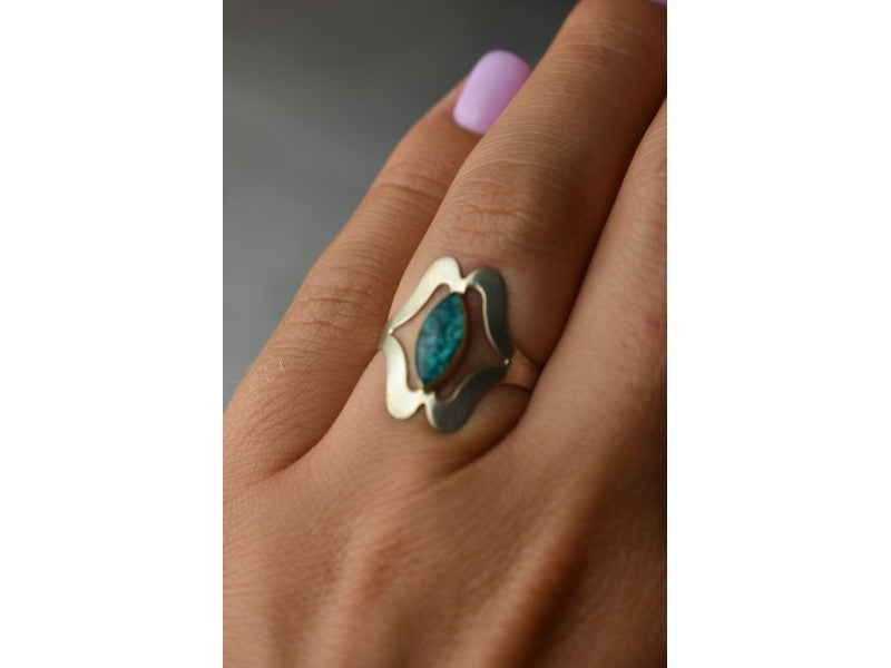 925 Sterling Silver Chinese Turquoise Ring Size 6.75 Mexico
